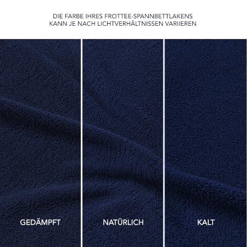Dreamzie Spannbettlaken 90x200 Dunkelblau - Frottee 80% Baumwolle, Oeko-Tex – Ansicht 6