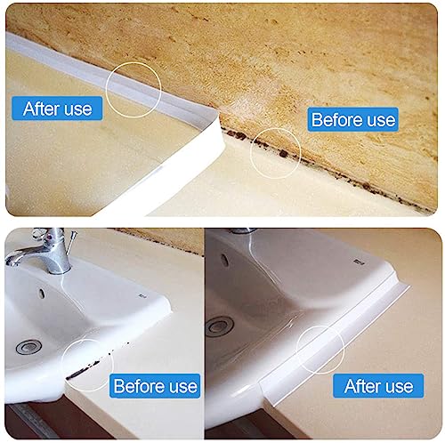 Caulk Tape,Bathroom Corner Caulking Tape,Self-Adhesive Sealing Tape Used for Kitchen Sink,Toilet, Bathroom Bathtub, Tub Floor Wall Edge Protector Strip(1.5 inch*10.5 feet;White,1 Pack)
