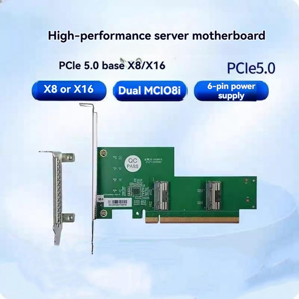 Adattatore di Espansione per Connessione PCIe 5.0 X16 A MCIO Split Card per EGPU per Scheda Grafica Discreta EGPU con Backplane Dual MCIO