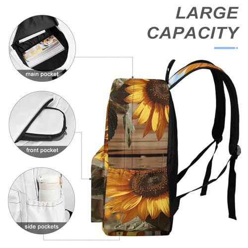 Farm Sunflower Printed Backpack Water-Resistant Pack Stylish Bag Lightweight Travel Backpack4