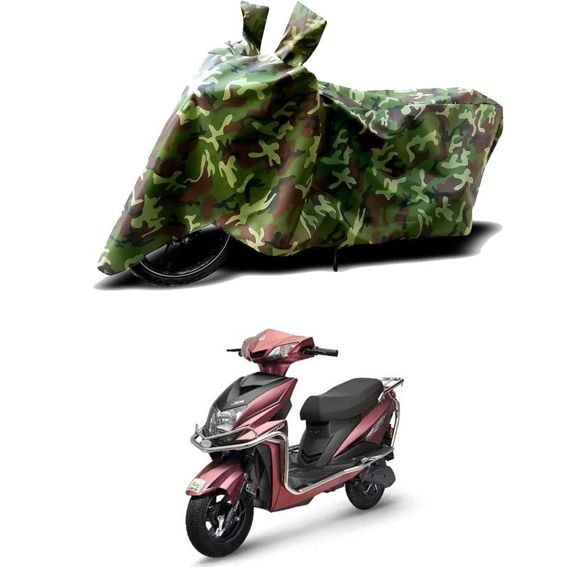 Image of 100% Water Resistant Bike Scooty Two Wheeler Body Cover Compatible for Tunwal TEM G33 STD /UV-Rays /Heat Protection /Birds Dropping /Scratchproof /Dust Proof /Waterproof /All Varient[Green MJ]