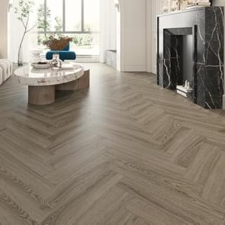SPC Rigid Plank Flooring Dark Empire Grey Herringbone - Underlay Already Installed - Dark Grey Herringbone Effect - Luxury Quality - Click Installation - Sold Per 2.22m2 Pack