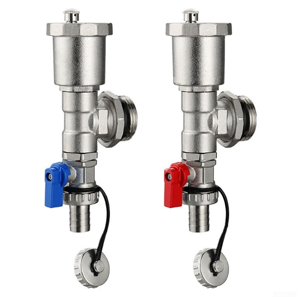 Distribuidor de circuito de calefacción de latón con conector roscado G1 válvula automática y grifo de drenaje rápido para sistemas de calefacción eficientes y fácil de instalar (rojo y azul)