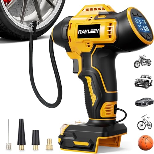 Tyre Inflator Portable Air Compressor for DeWalt 20v Max Battery Power 160PSI Cordless Portable Electric Air Pump with Digital Pressure Gauge for Car Motorcycles Bike Sport Ball Auto(No Battery)