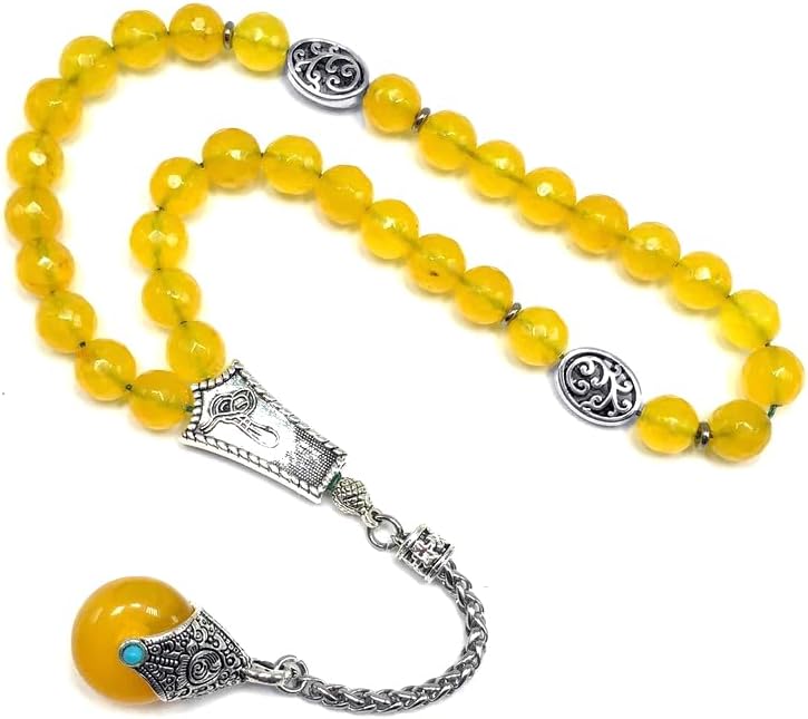 -Gentle Men Collection- Prayer Beads-Worry Beads-Tesbih-Tasbih-Tasbeeh-Misbaha-Masbaha-Subha-Sebha-Rosary (Malaysian Yellow Jade Stone -8 mm 33 beads-)