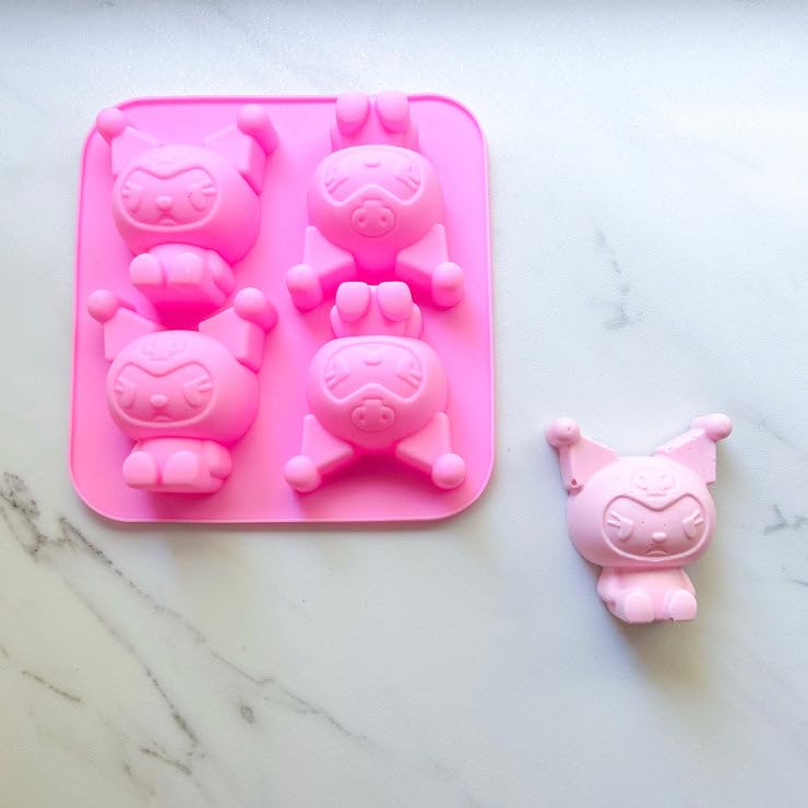 Cute Kuromi Silicone Mould for Chocolate, Fondant, Candy, Jelly & Cake Decoration | 4 Cavity Cartoon Mould for Baking, Soap, Resin, Candle & DIY Craft (Pack of 1)-image-39