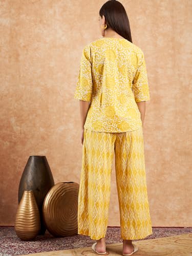 Image of Modeve Women Printed Cotton Night Suit Set with Pyjama /Pallazo Women Lower || Women Pyjama || Lounge Pants II Night Wear