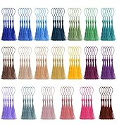 CREATRILL 100 Pcs 13cm/5 Inch Silky Handmade Soft Craft Mini Tassels with Loops for Jewelry Makin...