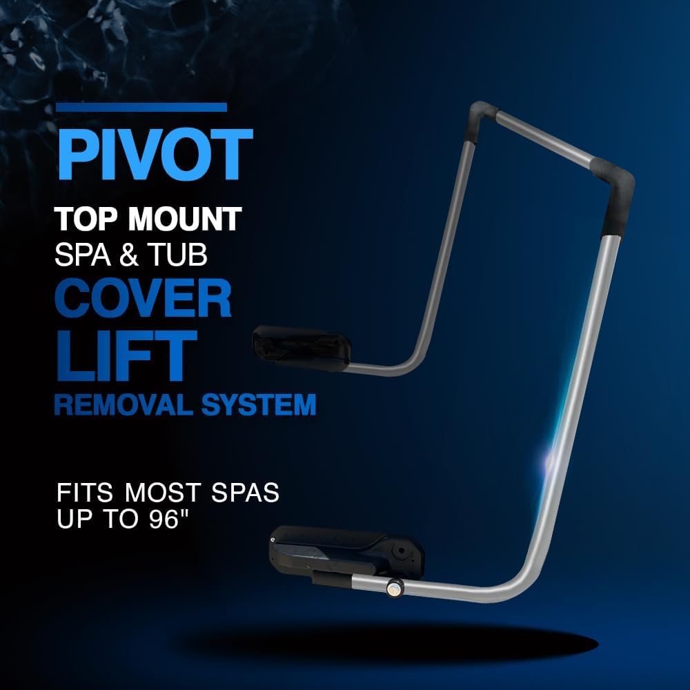 Puri Tech Pivot Spa & Hot Tub Cover Lift System Silver Top Mount Reinforced Brackets Double Coated Aluminum Structure Fits Most Spas & Hot Tubs