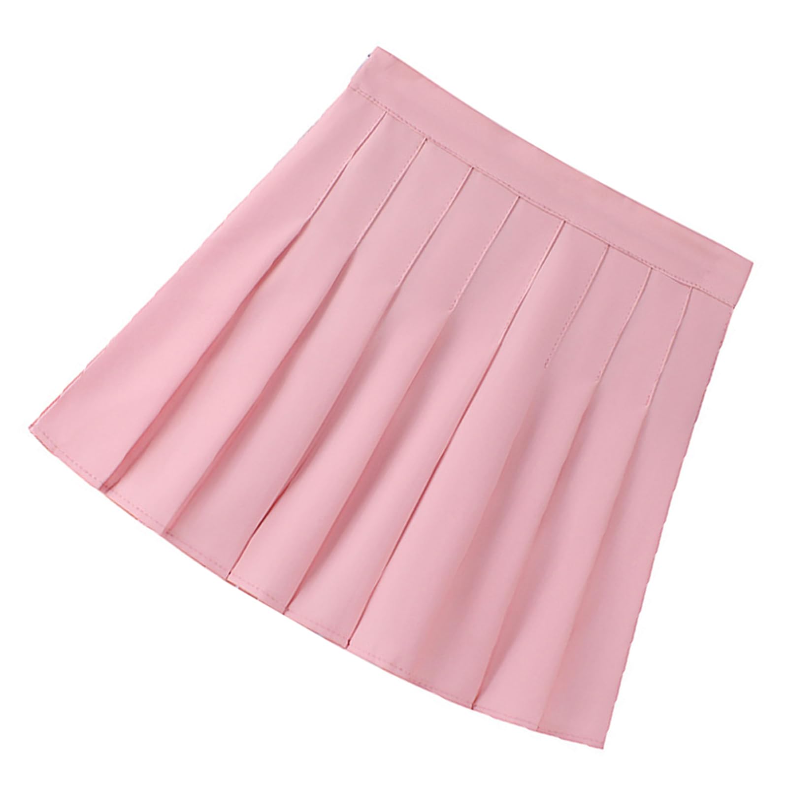 Buxuaaaa High Waist Tennis Flared Casual Skirt School Uniform Color a Line Pleated Short Skirt with Undershorts Women ' s Casual