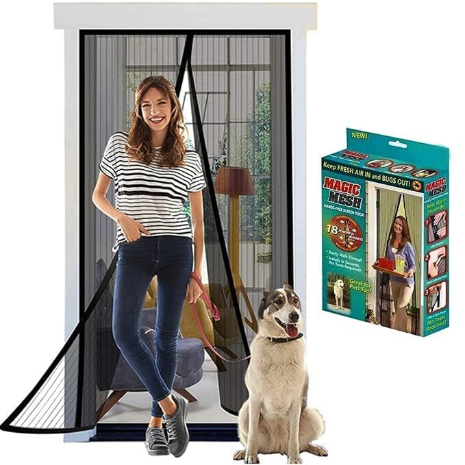 FITZERA Magnetic Door Mosquito Net Self Closing Polyester Mesh Curtain for Main Door Balcony Bedroom Kitchen Insect Protection Hands Free for Kids and Pets Easy Installation 210x100cm-picture-18