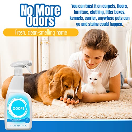 Ooops Pet Odor & Stain Eliminator - Enzyme Pet Odor Eliminator For Home - Dismantles Odors On A Molecular Level, Cats, Dogs, Puppy, Freshener, Furniture - Carpet Cleaner Spray |1 Gallon 3.78L #TOP3
