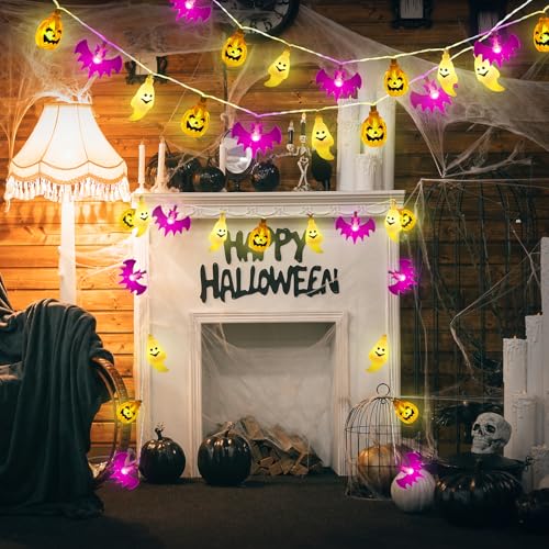 OWill Halloween Decoration Lights,13FT 30LED Halloween String Lights, 8 Modes Pumpkin Bat Ghost LED for Indoor Outdoor - Image 5