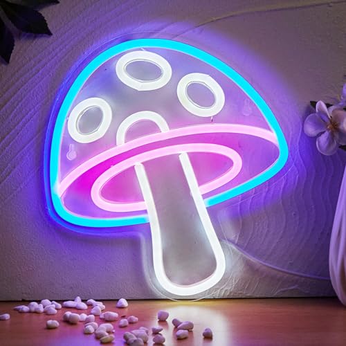 Image of LED Neon Mushroom Cute Neon Sign, USB Powered Neon Signs Night Light, 3D Wall Art & Game room Bedroom Living Room party Decor lamp for Children Kids Girls Boys