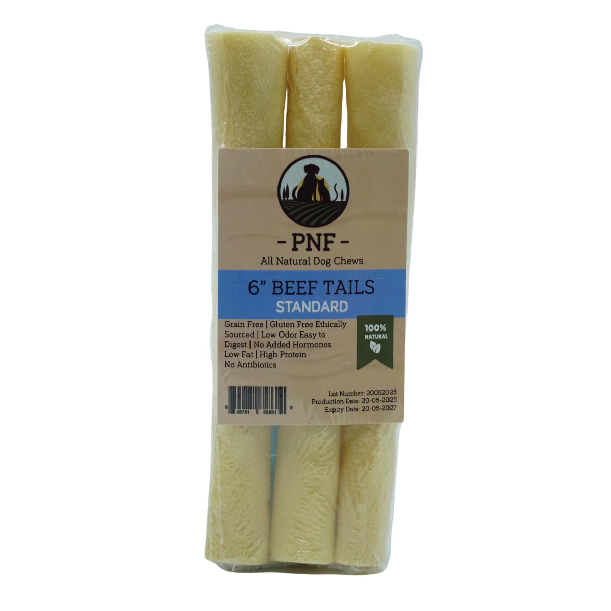 6" Beef Tails Dog Chew (Standard), Ideal for Small Breeds - Lasting Dog Chews (Pack of 3)