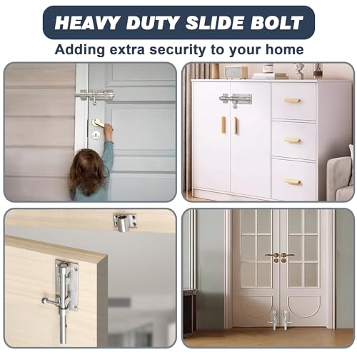 Image of Alise 6 Inch Sliding Door Lock, SUS304 Stainless Steel Padlock-Style Gate Latch,Thickened Heavy Door Lock Latch, Security Slide Latch Lock for Outdoor Fence,Window,Shed Door