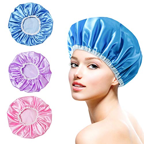 YLWEFT Shower Cap, Shower Caps for Women, Double Waterproof Layers Bathing Shower Hat Hair Protection EVA Shower Caps Reusable (M)