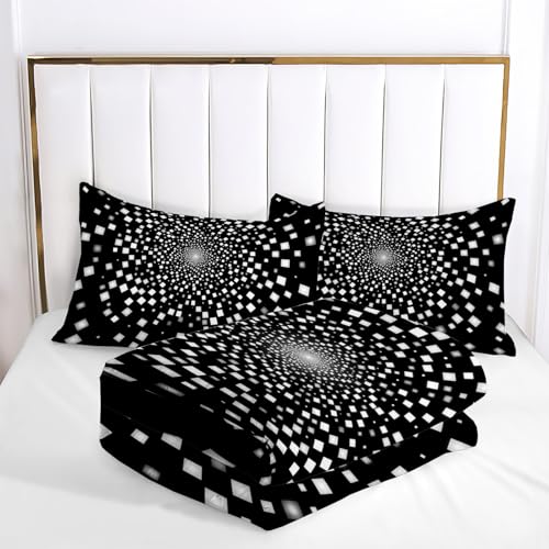 Housse de Couette Motif Cubes Parure de Lit Microfibre avec Zip invisible - 8