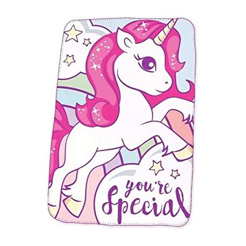 Kids Boys Girls Characters Super Soft Coral Fleece Throw Bed Blanket Polyester - Unicorn Cover