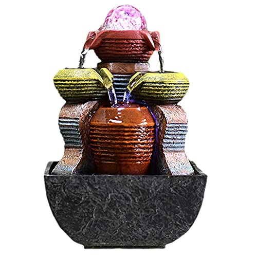 Tabletop Decor Indoor Water Fountain 4-Tier Flowing Water Feng Shui Fountain Relaxation Tabletop Fountain Decor for Indoor Outdoor Yard Patio Indoor Fountain (Color : Color)