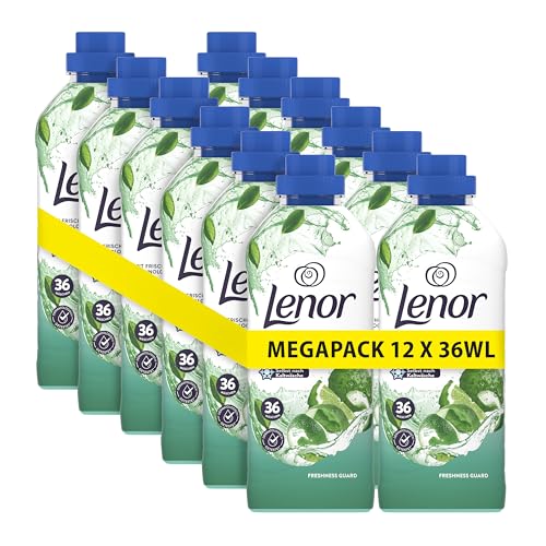 Lenor Suavizante de 36 lavados, Freshness Guard Ariel, 24 horas de sensación de frescura ducha, con antiolores activo (12 x 36 WL)