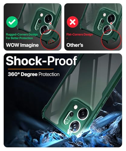 Image of WOW IMAGINE Shock Proof Clear Protective Back Case for Oppo Reno 14 5G - AirEDGE Technology | 360 Degree Camera Protection | Transparent Hybrid Back Case Mobile Cover - Green