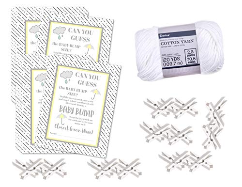 Tummy Measure Baby Bump Baby Shower Party Game Cards with Yarn and Mini