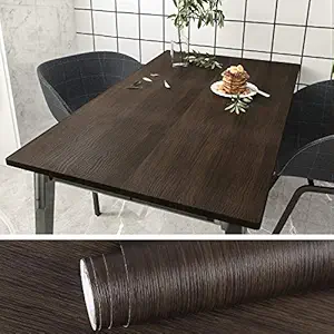 VEELIKE 15.7''x118'' Dark Wood Wallpaper Peel and Stick Removable Waterproof Wood Grain Contact Paper Self Adhesive Decorative Wood Vinyl Wrap for Cabinets Countertops Furniture Shelves Drawer Liners