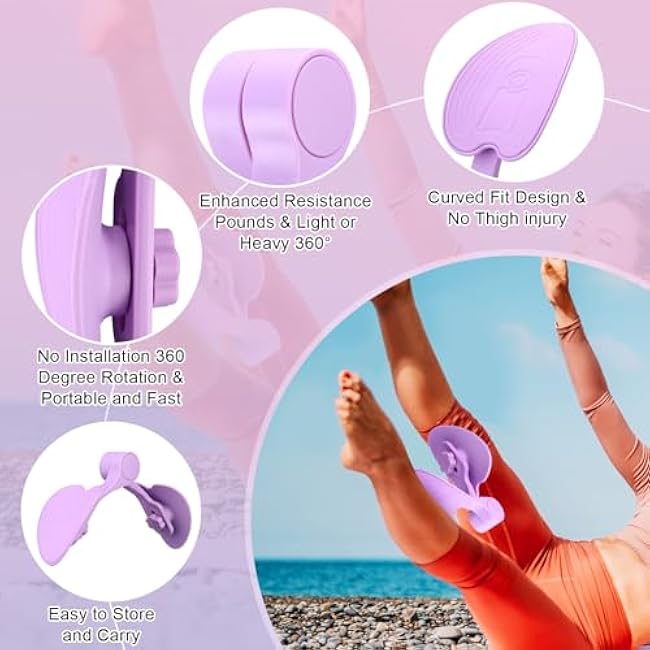 5 Pcs Thigh Master Exerciser Kits for Women Pelvic Floor Exercise Devices with Resistance Band and Yoga Block Storage Backpack Inner Thigh Exerciser for Arm Leg Toner Hip Workout Home Gym