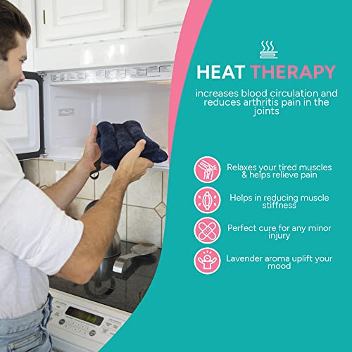 Image of SunnyBay Microwave Heating Pad, Microwavable Heated Neck and Shoulder Wrap with Wide Neck Coverage, Hands-Free Moist Aromatherapy Hot Pack with Lavender, 26x7 Inches, 2.5 lbs, Navy Blue