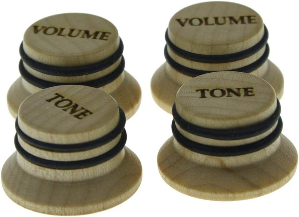 KAISH Maple Wood Knobs LP/Strat Style Volume Tone Top Hat Knobs Bell Knobs for Metric 5.8mm Split Shaft Pots