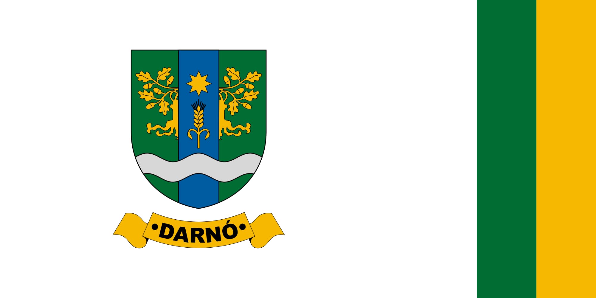 Drapeau Large Darnó officiel de la commune hongroise Darnó község en maille de qualité
