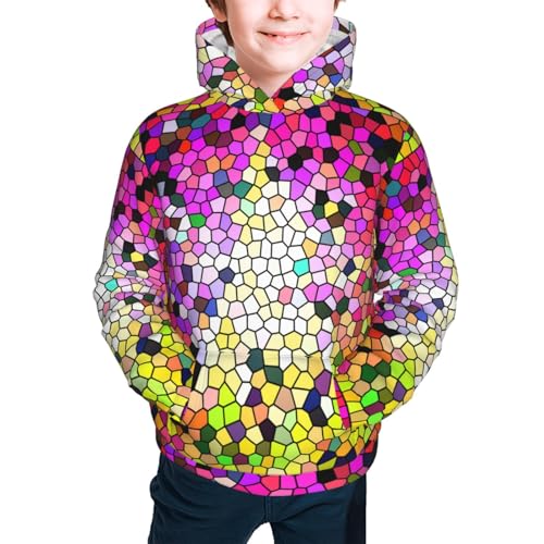 Colorful Tie Dye Stained Glass 3 Kids Pullover Hoodies Boys Sweatshirts Girls Athletic Clothes with Pocket2