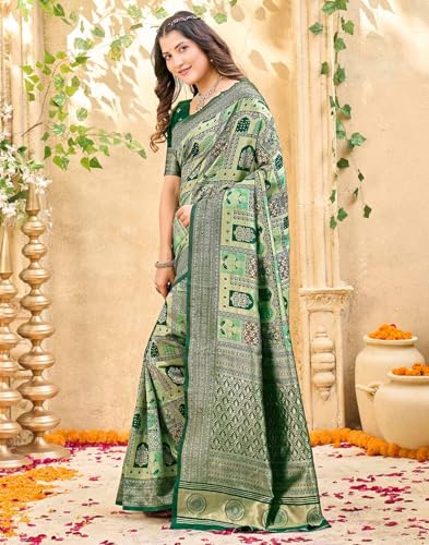 Image of SIRIL Women's Banarasi Soft Silk Blend Banarasi Jacquard Saree With Unstitched Blouse Piece
