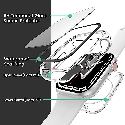 Image of 3 in 1 Goton Waterproof Hard Case for Apple Watch Screen Protector 40mm, 360 Slim Full Protective Tempered Glass Face Cover + Back Hard PC Bumper for iWatch SE 3 /SE 2 /SE, Series 6 /5 /4, 40mm Clear