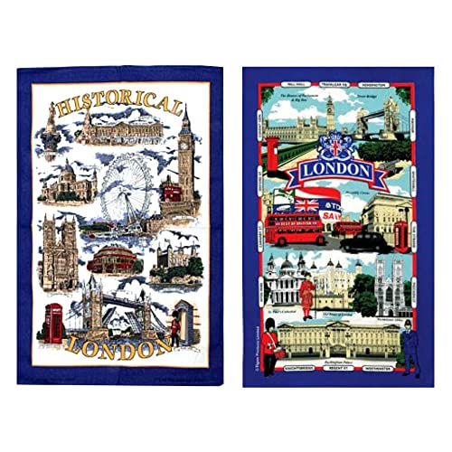 Elgate London Lot de 2 torchons Motif Londres et noms de rue