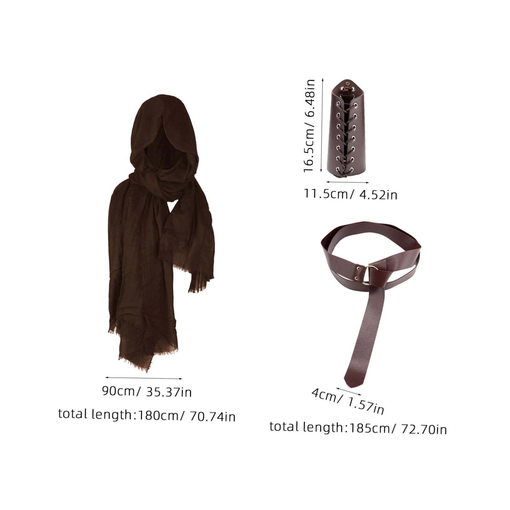 minkissy 1Set Medieval Knight Costume Accessories with Cape Belt and Bracers for Cosplay and Halloween for and Historical Reenactments Light Brown