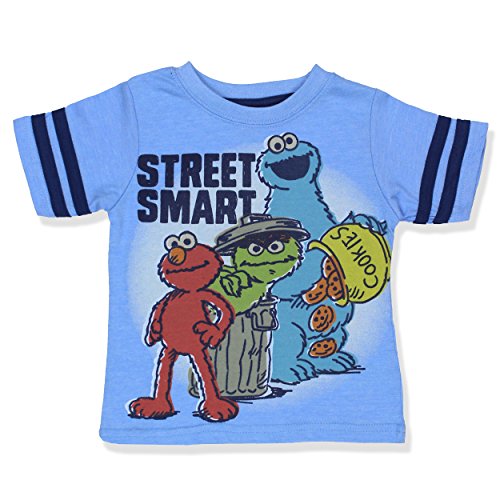 Sesame Street Toddler Boys Short Sleeve Tee (4T, Blue Street Smart)