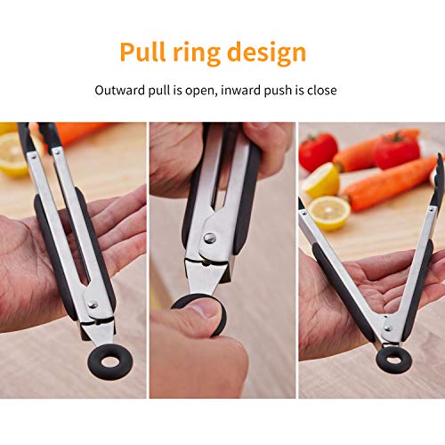 Pinças de comida Lanches de Cozinha Em Aço Inoxidável Clipe de Segurança Alça de Silicone Anti-escal