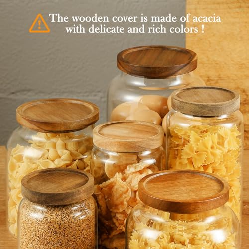 Labina Glass Jar with Wood Lid, Airtight Kitchen Storage Canister - image 4
