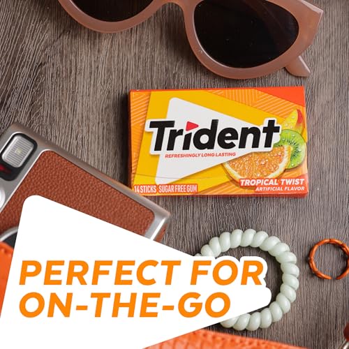 Image of Trident Tropical Twist Sugar Free Gum, 12 Packs of 14 Pieces (168 Total Pieces)