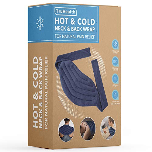 Microwavable Neck and Shoulder Heating Pad & Wrap | Cold & Warm Compress | Unscented Natural Flax Seeds | Reusable Moist Heat Pack for Joint and Muscle Pain Relief, Arthritis, Cramps & Tension