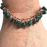 Malachite Gemstone Copper Wire Wrapped Reiki Bracelet Handmade Bangle Cuff Arthritis Healing
