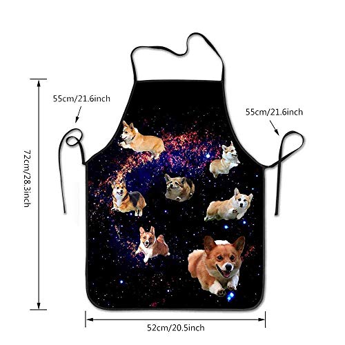 Granbey Galaxy Welsh Corgis Chef Bib Apron Cute Puppies Kitchen Cooking Apron Custom Bbq Baking Aprons Funny Dog Animal Apron Beautiful Space Print Universe Aprons For Women Men Teens #TOP1