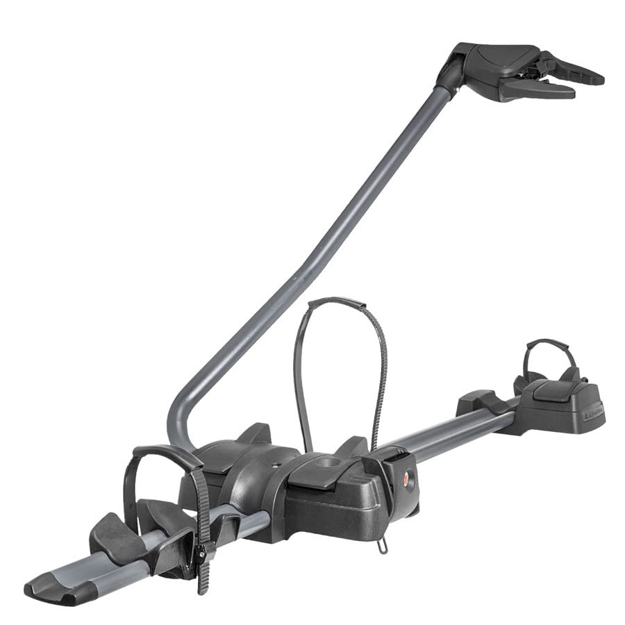 Portabici Tetto Auto per Barre Portatutto - Bloccaggio Rapido Ruote, Morsa Girevole 360°, Compatibile E-Bike/Carbonio (Max 20kg), Bici da 12" a 29" - Protezioni Antigraffio, Antifurto Incluso