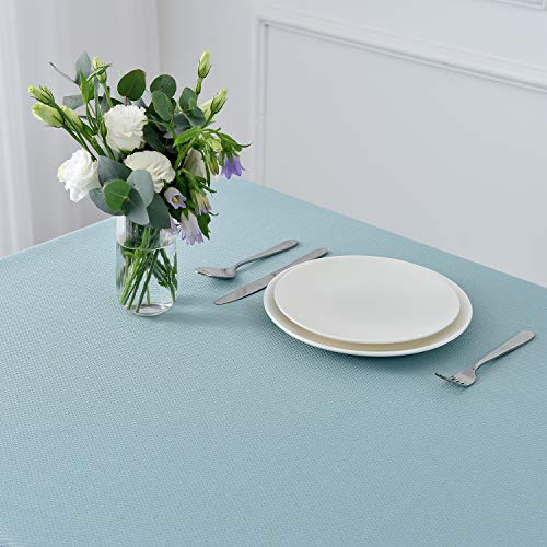 Image of maxmill Textured Rectangular Tablecloth Water Resistance Antiwrinkle Spillproof Soft Jacquard Table Cloth for Dining Room, Buffet Banquet Parties and Holiday Dinners, 60 x 104 Inch, Dusty Blue