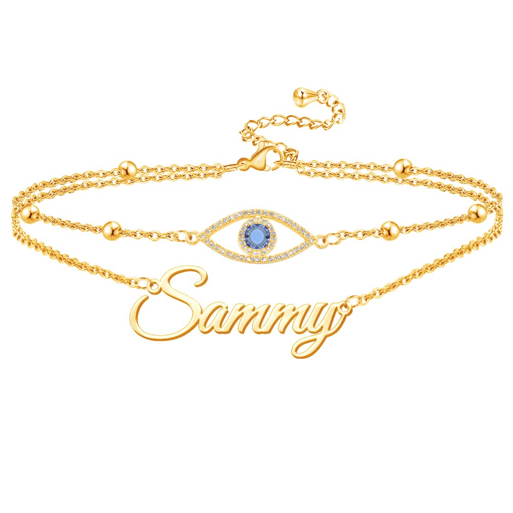 ShineladyName Ankle Bracelets for Women, Personalized Anklet Made with Name 18K Gold Plated Custom Anklet Jewelry Gift for Girls