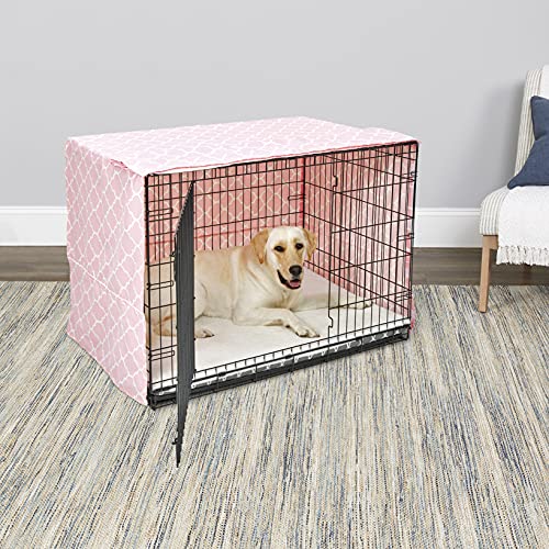 New World Large Dog Crate Cover Featuring Teflon Fabric Protector, Poly-Cotton Privacy Kennel Cover Fits Most 42-inch Crates, Pink Designer Print, Machine Washable, Reduces Barking - Image 4