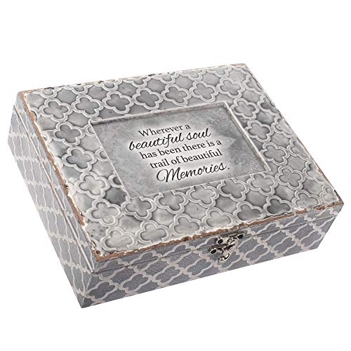 Elanze Designs Beautiful Memories Embossed Grey Moroccan Bereavement Music Box Plays You Light