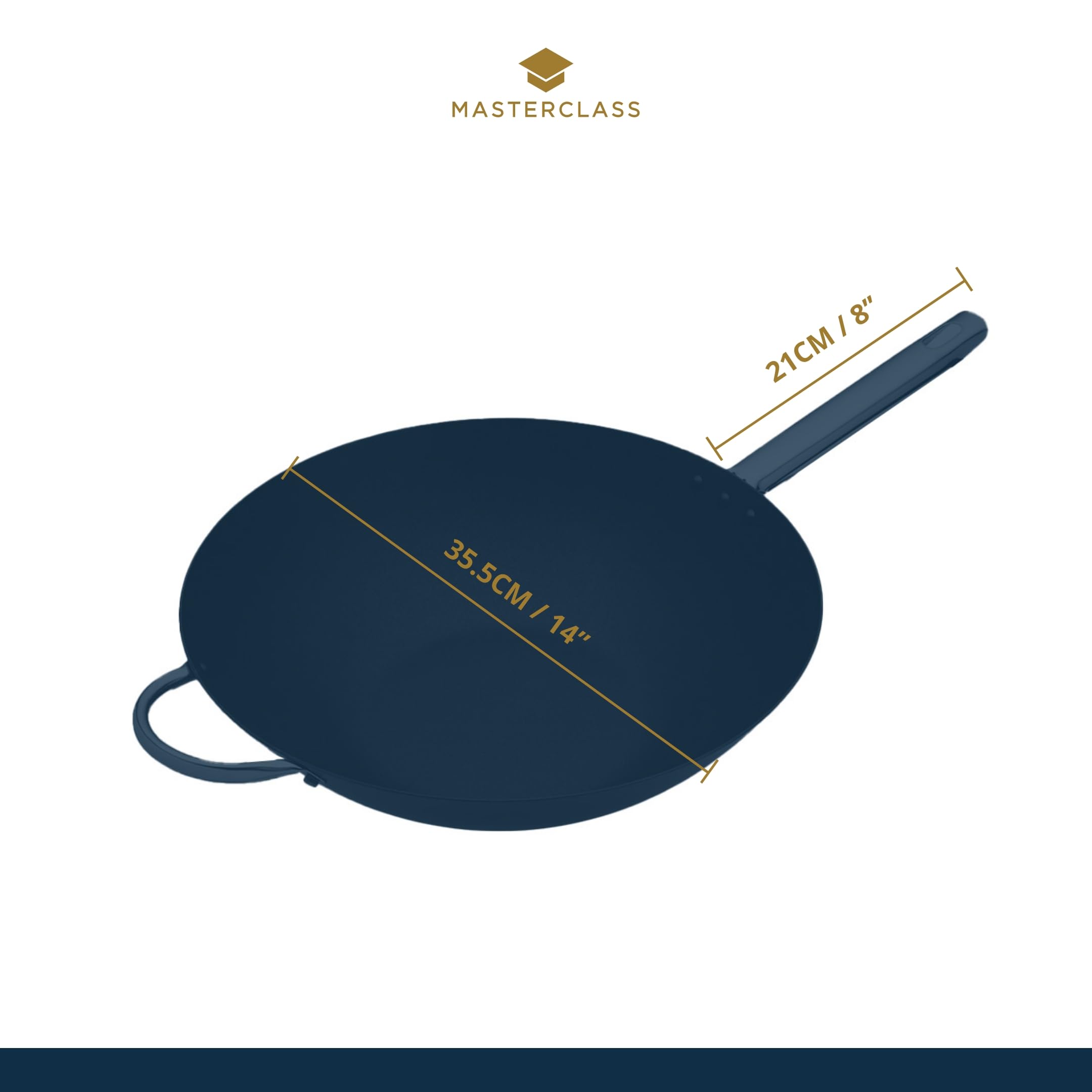MasterClass Wok Carbon, Antiadhésif, Acier Au Carbone, Poêle Wok De 8 Litres, 35,5 cm (14''), Noir